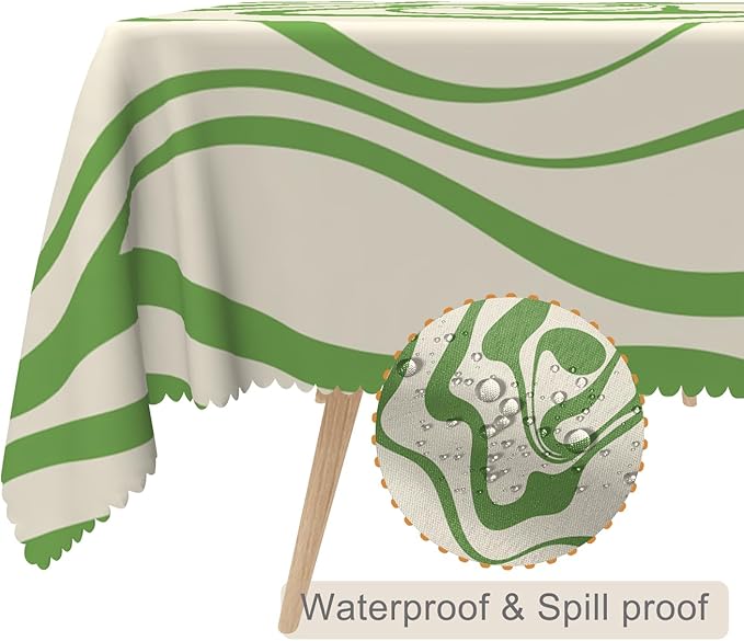 54x86inches Abstract Wavy Swirl Tablecloth Minimal Aesthetic Spiral Stripe Modern Art Table Cloth Washable and Wrinkle Free Fabric Table Cover for Kitchen Dining Room Living Room Home Decor