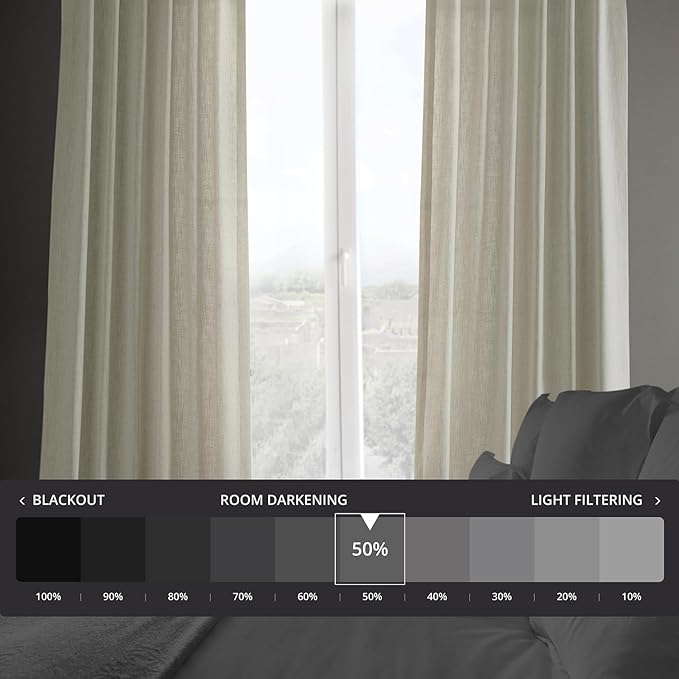 HPD Half Price Drapes Heavy Faux Linen Light Filtering Curtains for Bedroom 84 Inches Long (1 Panel) - Rod Pocket Curtains for Living Room - Window Curtains Home Decor - 50 X 84, Barley