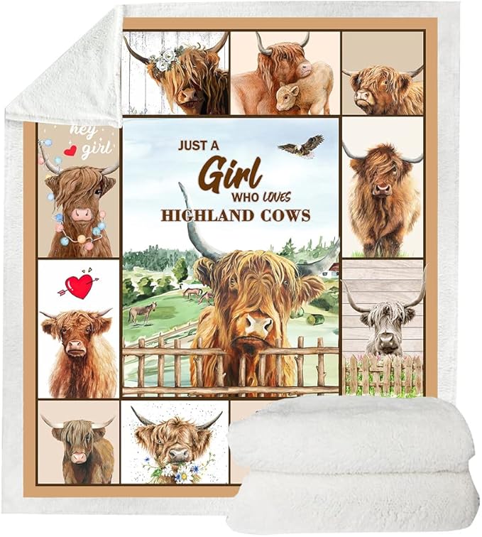 Highland Cow Throw Blanket, Cow Lovers Gift, Sofa Decor, 50" x 60"