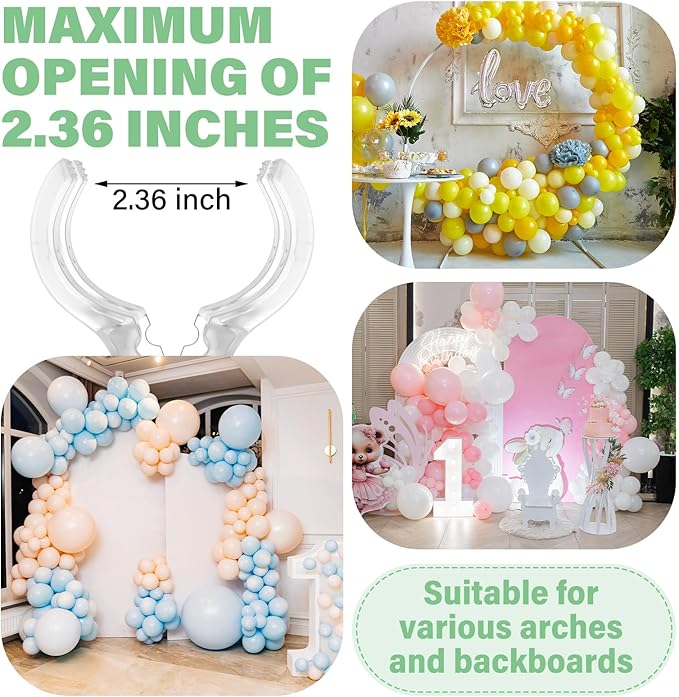 LemonRoad 30 Pack Large Balloon Arch Clips Plastic Transparent Backdrop Spring Clamps 3.5 Inch Heavy Duty Clip for Balloon Arch Kit Birthday Decoration Crafts Woodworking Photography Studios (Clear)