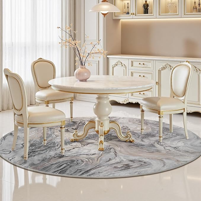 6x6 Round Area Rugs for Living Room, Modern Abstract Rug for Bedroom, Contemporary Machine Washable Rug, Large Stain Resistant Carpet for Dining Room Playroom Home Office, Pet & Kids Friendly