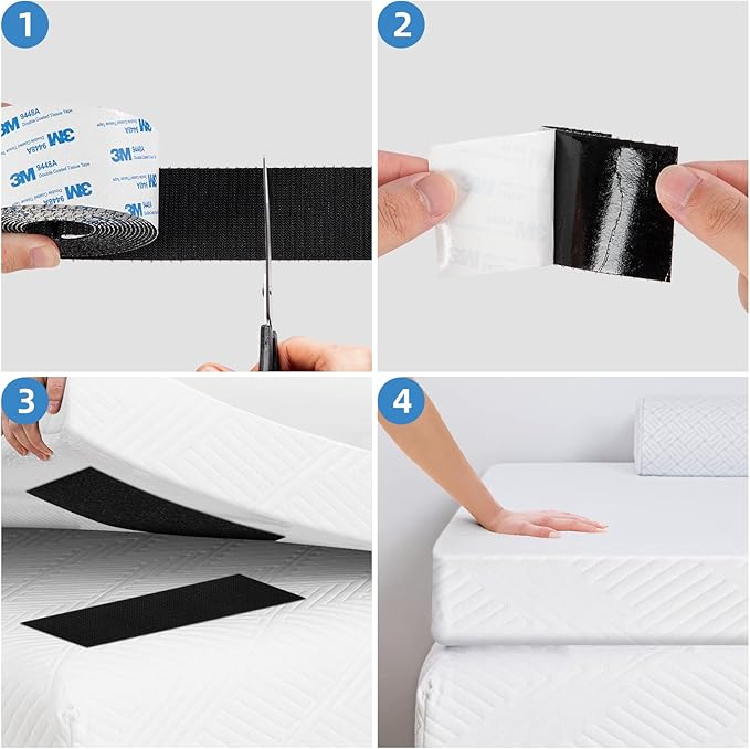 3M Hook and Loop Tape 2" x 22ft, Self Adhesive Strips with Strong 9448A Backing, Interlocking Nylon Fabric Fastener for Heavy Duty Applications, Carpets, Cushions, Garage, Outdoor Black