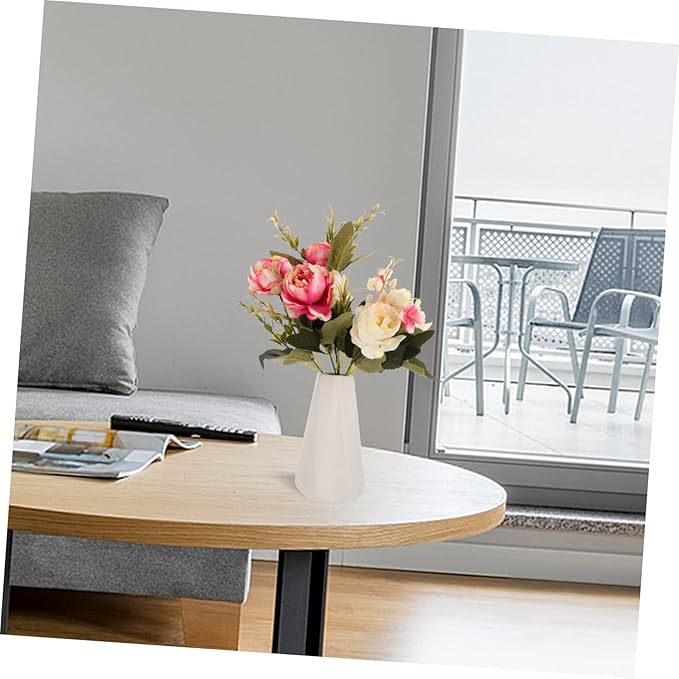 Cabilock White Ceramic Vase Modern Chic Porcelain Flower Pot for Home Office Balcony Decor Simple Elegant Floral Planter