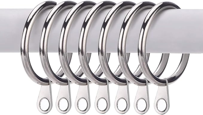 Shappy 40 Pack Metal Drapery Curtain Rod Rings with Eyelets Internal Diameter 1.18in Fits up to 0.79 in Rod Hanging Drape Sliding Eyelet Silver Rings for Window Door Shower Bathroom