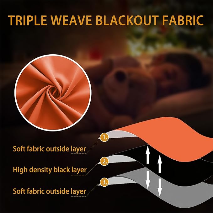 KOUFALL Orange Fall Curtains for Living Room,Halloween Curtain 84 Inch Length 2 Panels Set Blackout Bright Light Orange Color Funky Curtains for Bedroom Cortinas para Sala De Otoño