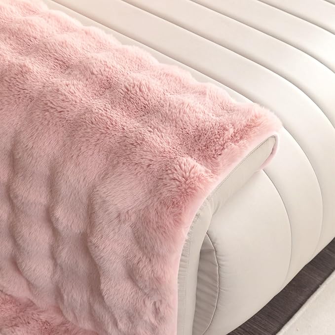 Faux Fur Couch Cover, Soft Warm Plush Sofa Couch Cover, Non Slip Sectional Sofa Slipcovers, Washable Furniture Protector for Kids, Dogs, L Shaped Armrest Backrest Cover(Pink, 36"×36")