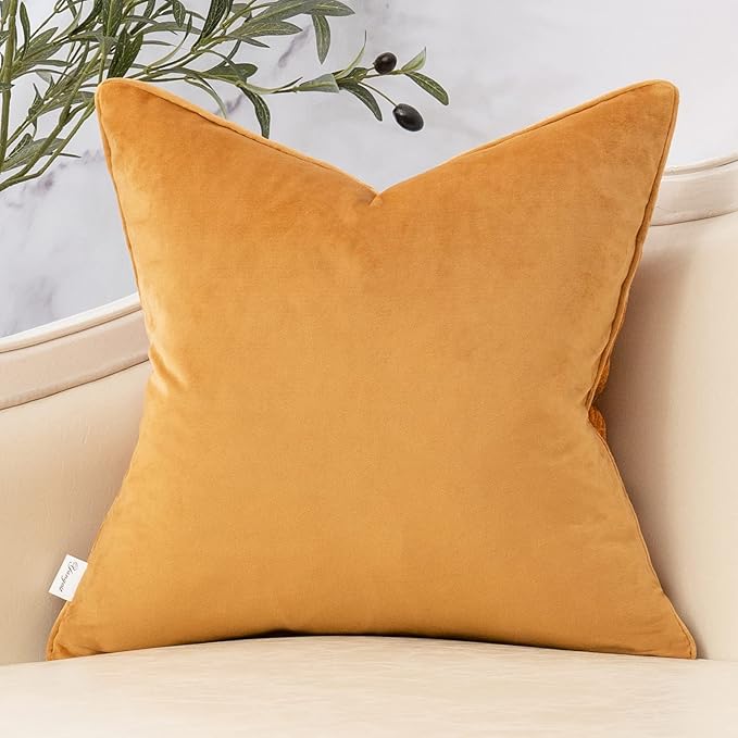 Yangest Orange Yellow Twigs Throw Pillow Cover Branches Velvet Cushion Case Neutral Pillowcase for Sofa Couch Bedroom Living Room Home Decor,18x18 Inch