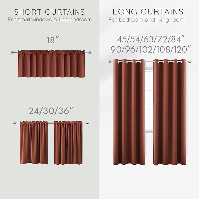 KOUFALL Rust Western Curtains for Bedroom 72 Inch Length 2 Panels Set Blackout Room Darkening Light Blocking Insulated Thermal Curtains for Living Room,Terracotta Red,42x72 Inches Long