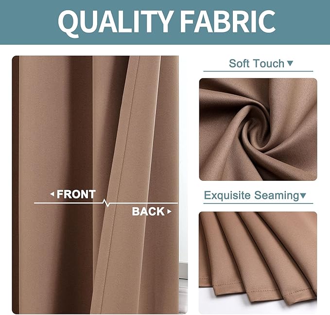 ChrisDowa Small Kitchen Valances for Windows - Grommet Short Thermal Insulated Room Darkening Window Valances Curtains for Living Room (2 Panels, Cappuccino, 42 x 18 Inch)