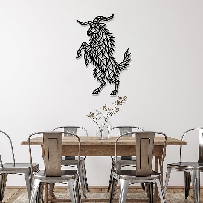 Geometric Animal Metal Wall Art – Modern Polygon Style Metal Wall Decor for Home, Living Room, or Office, Minimalist Wildlife Wall Sculpture, Black Steel Design (Style-7)