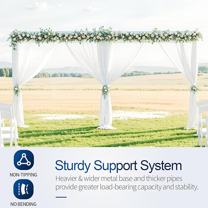 Pipe and Drape Backdrop Stand, 8.9x20ft Heavy Duty Adjustable Background Frame with Metal Base, Back Drop Holder for Parties Photography Wedding Photoshoot Decoration
