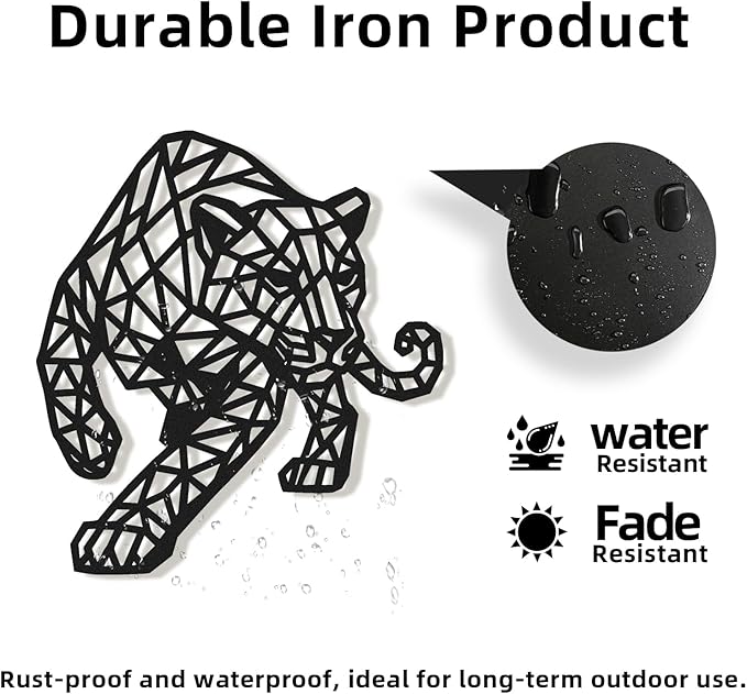 Geometric Animal Metal Wall Art – Modern Polygon Style Metal Wall Decor for Home, Living Room, or Office, Minimalist Wildlife Wall Sculpture, Black Steel Design (Style-5)