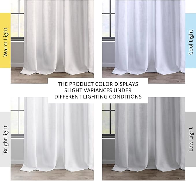 HPD Half Price Drapes Heavy Faux Linen Light Filtering Curtains for Bedroom 84 Inches Long (1 Panel) - Rod Pocket Curtains for Living Room - Window Curtains Home Decor - 50 X 84, Rice White