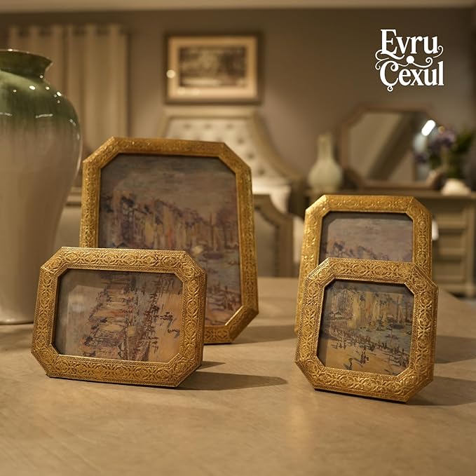 4x4 Vintage Picture Frame - Small Gold Antique Frame 4x4, Mini Square Ornate Frames 4 X 4 With Glass Front For Tabletop Photo Display And Wall Hanging, Vintage Wall Decor