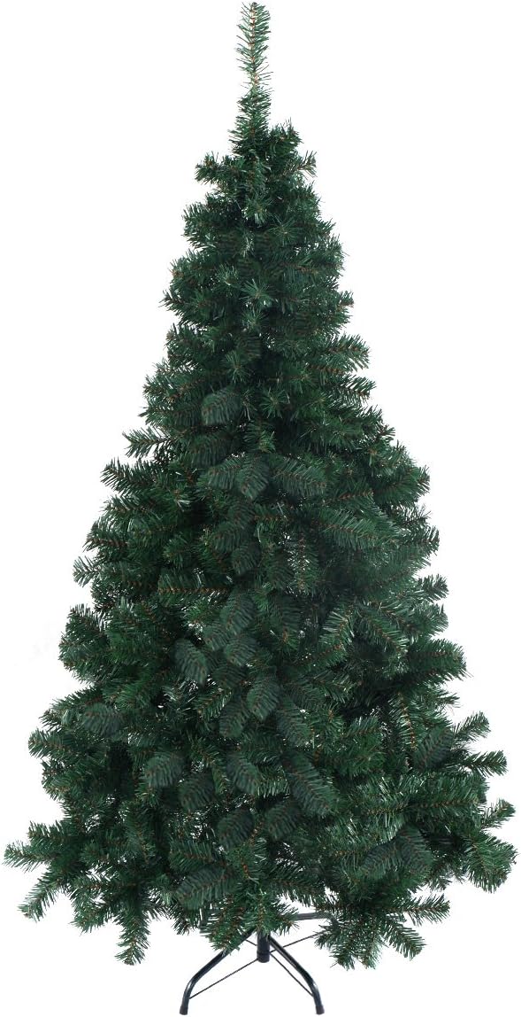 GOFLAME 5FT PVC Artificial Green Christmas Tree Home Holiday Décor with Metal Stand 350 Branches Holiday Indoor Decoration, Easy to Assemble