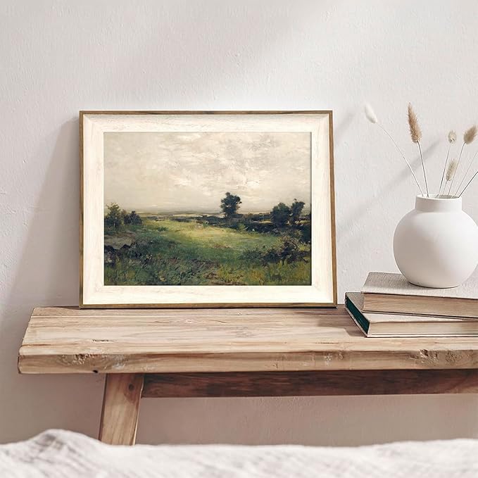 XOCUUI Vintage Landscape Unframed Canvas Wall Art, Vintage Rural Hill Prints, The Vast Grassland Classic Wall Prints Farmhouse Bathroom Office Decor - 11x14in