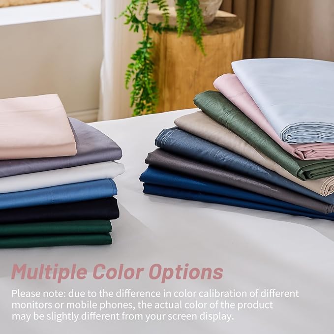 MEISHANG Extra Deep Pocket Cotton Sheets King Size - 100% Egyptian Cotton 1000 Thread Count - Fits 18"-24" in Deep Mattress,Oeko-Tex Certified, Soft & Breathable - 4 Piece (King, Dusty Pink)