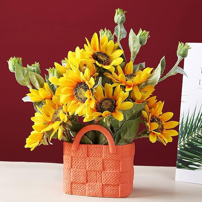 Ceramic Vase, Small Modern Flower Vase for Home Decor, Handbag Collection Creative Ceramic Floral Vases for Centerpieces, Flower Arrangement Decoration Shooting Props (Red)