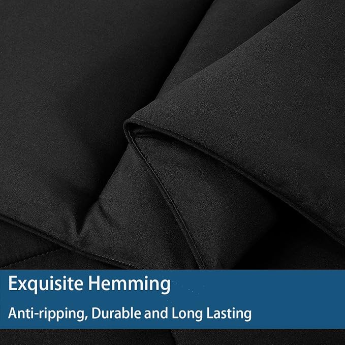 Cozynight Down Alternative Comforter-All Season Twin XL Comforters Duvet Insert with Corner Tabs-Breathable-Box Stitched Reversible Black Comforter 68x90 inches
