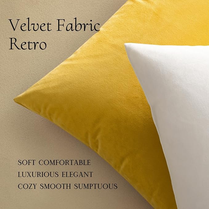 MIULEE Pack of 2 Velvet Soft Solid Decorative Square Throw Pillow Covers Set Cushion Case for Fall Sofa Bedroom 16x16 Inch 40x40 Cm Lemon Yellow