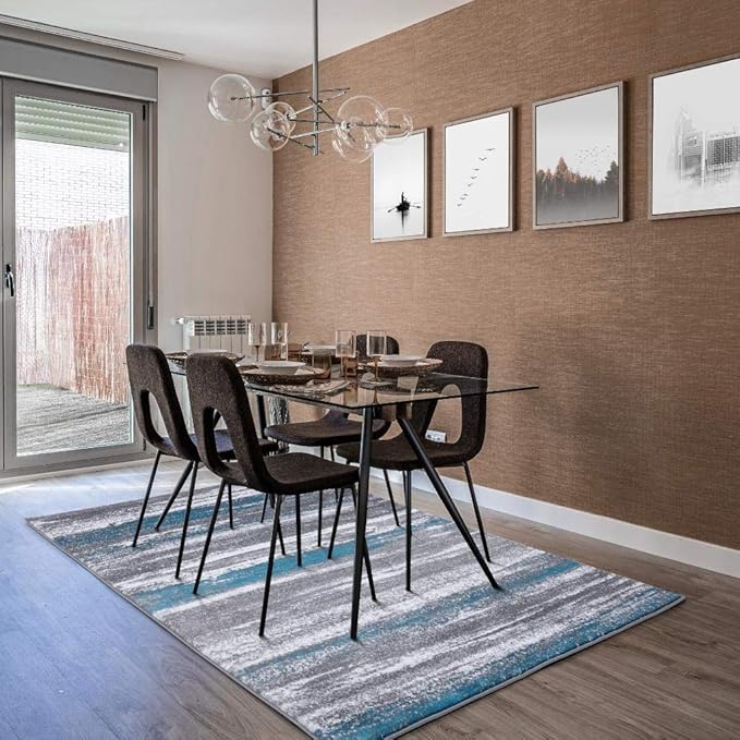 LUXE WEAVERS Modern Abstract Turquoise 5x7 Area Rug