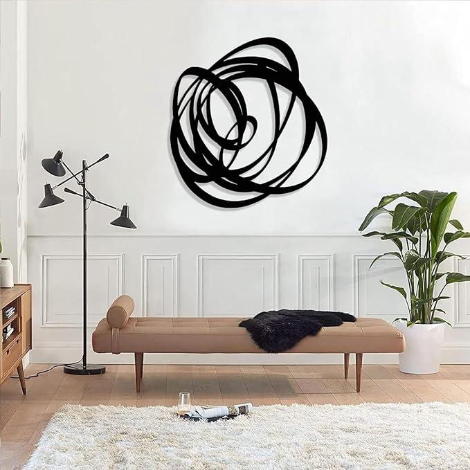 Kewhush Abstract Metal Wall Art, Modern Abstract Decor, Unique Metal Decor, Contemporary Wall Art for Living Room (Gold, 24"x22" | 60x55.5 cm)