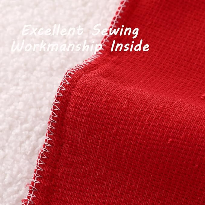 FUTEI Christmas Pack of 2 Red Decorative Throw Pillow Covers 22x22 Inch Soft Cozy Solid Boucle Textured Cushion Case,Modern Home Decor for Couch Bed Living Room