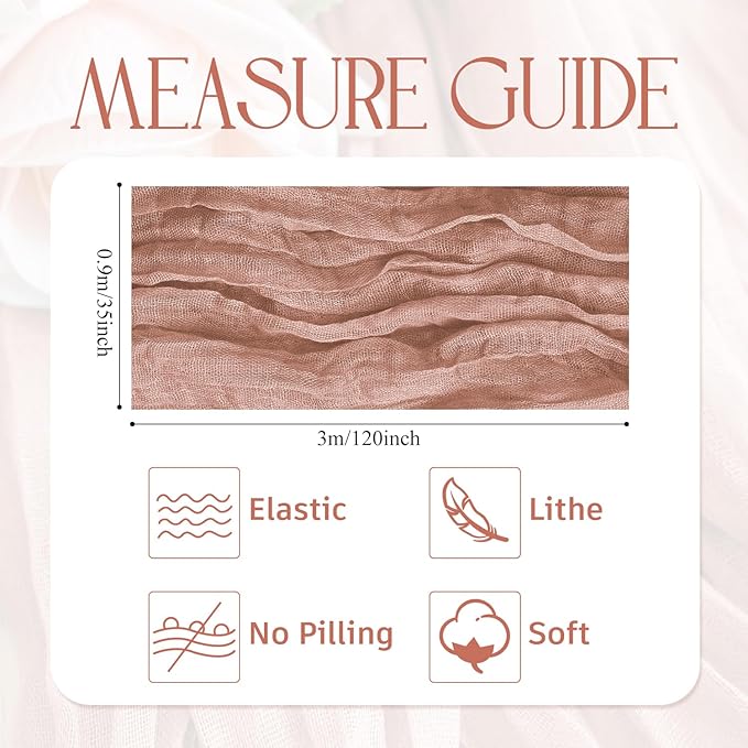 Wokceer Cheesecloth Table Runner Christmas 6Pack 10FT Dusty Pink Boho Gauze Fall Cheese Cloth Table Runner for Party Long Rustic Sheer Table Runners for Baby Bridal Shower Wedding Easter Table