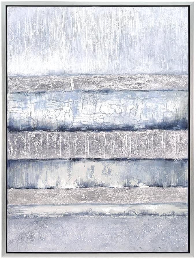 Empire Art Direct Abstract Wall Art Textured Hand Painted Canvas by Martin Edwards, Champagne Frame, 40" x 30", Winter Steps