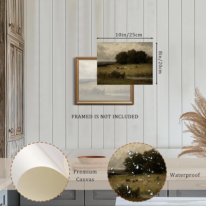 XOCUUI Canvas Wall Art Vintage Decor, Home Decor Danish Landscape Classical Paintings, Home Decor Lake And Mountain Nature Wilderness Landscape Unframed Paintings Wall Art for Living Room, 11"X14"