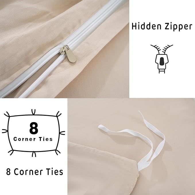 100% Organic Cotton Duvet Cover King 400 Thread Count Sateen Comforter Cover Soft and Breathable Cooling Bedding Set 3 Piece（Dusty Pink,King）