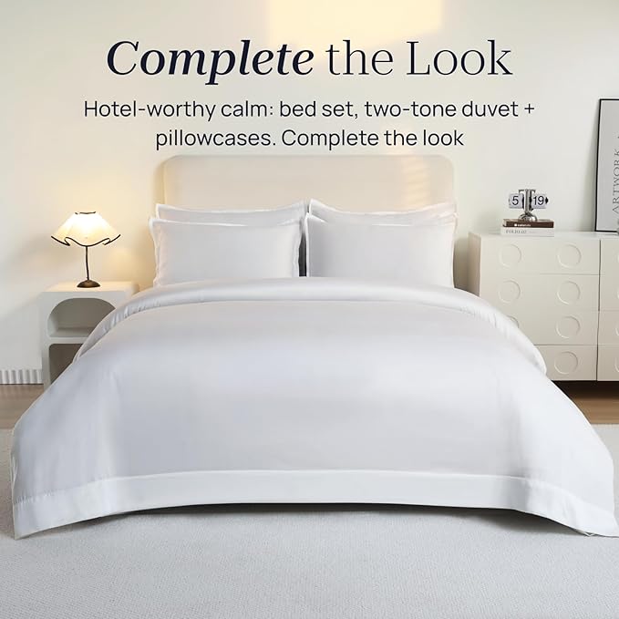Queen Size 90" x 90" Duvet Cover – Reversible Luxury Bedding DeepSleep Tech 100% Tencel Lyocell – Proven Softness Gentle Than Silk Duvet Cover – Frost