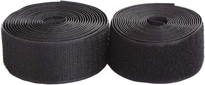 Sew on Hook and Loop Style 2 Inch Non-Adhesive Back Nylon Strips Fabric Fastener Non-Adhesive Interlocking Tape Black,5 Yard
