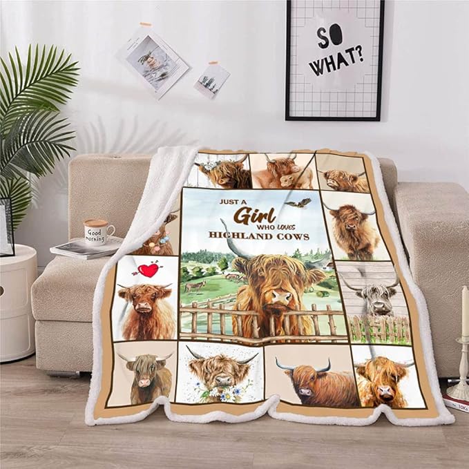 Highland Cow Throw Blanket, Cow Lovers Gift, Sofa Decor, 50" x 60"
