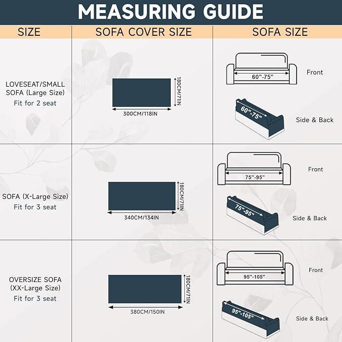 VClife Boho Sofa Couch Cover White Blue Plaid Stripe Couch Cover for 3 Cushion Couch Sofa Thick Breathable Non Slip Loveseat Cover for Dog Reversible XL Sofa Slipcover Furniture Protector Cover