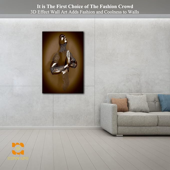 3D Wall Art Decor Artwork - 3D Metal Effect Wall Art Merged Hands for Modern Wall Art, Large Wall Art for Bedroom Dercorations Framed 28”x40”x1Pcs