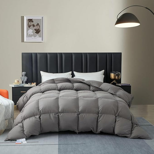 Luxury Down Fiber Comforter Queen Size Duvet Insert Fluffy & Comfortable Gray - Queen Size (90 "X 90")