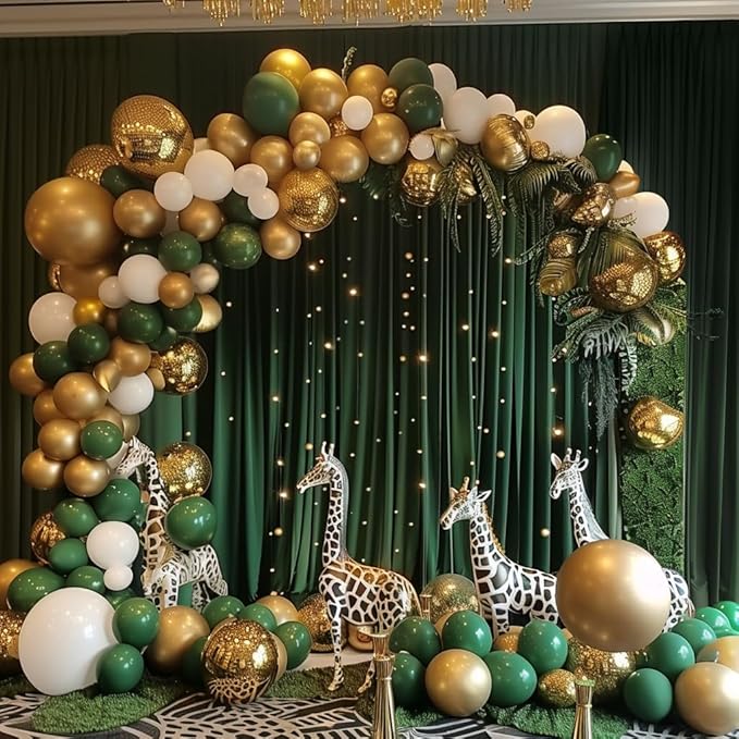 10ft x 10ft Wrinkle Free Hunter Green Backdrop Curtains for Parties, Polyester Photo Backdrop Drapes for Wedding Birthday Party Photography Background Photoshoot