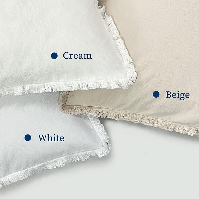 ZWJD Pillow Covers 26x26 Set of 2 White Throw Pillow Covers with Fringe Chic Cotton Decorative Pillows Square Cushion Covers for Sofa Couch Bed Living Room Farmhouse Boho Decor