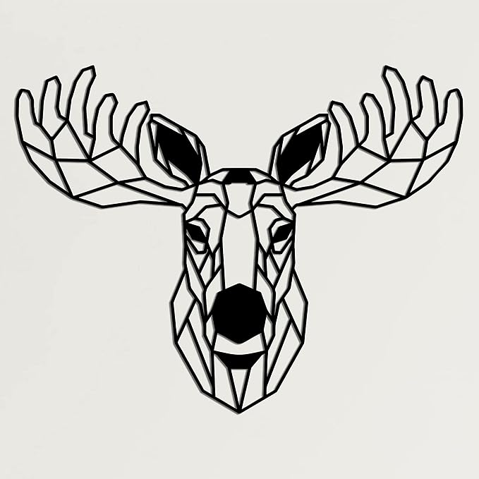 DEKADRON Metal Wall Art, Geometric Metal Moose Head Decor, Wall Hangings, Metal Moose Elk Sign, Home Décor, Office Decoration (39" W x 28" H / 90x70cm)
