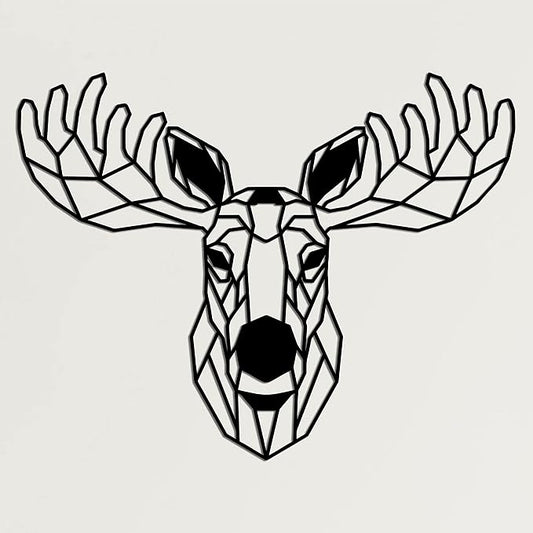 DEKADRON Metal Wall Art, Geometric Metal Moose Head Decor, Wall Hangings, Metal Moose Elk Sign, Home Décor, Office Decoration (39" W x 28" H / 90x70cm)
