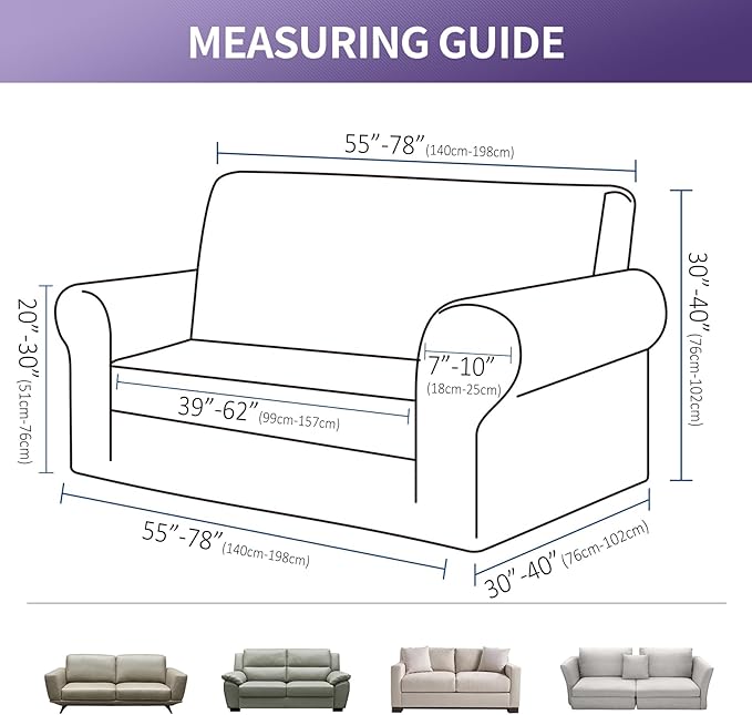 Joccun Stretch Loveseat Couch Cover Slipcover, 1-Piece Sofa Cover for 2 Cushion Couch Spandex Jacquard Washable Furniture Protector Cover for Living Room,Kids,Pets（Loveseat,Burgundy）