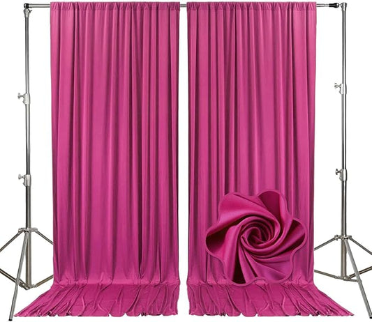2 Panels Fuchsia Backdrop Curtain, 10 x 10 Feet Background Curtains for Parties, Weddings, Baby Showers, Bachelorette Halloween, Christmas Birthday Party Photoshoot Backdrop Curtains Decorations