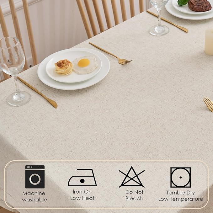 Zdolmy Christmas Natural Flax Linen Tablecloth – Undyed Rectangle Hemstitch Table Cover for Kitchen, Dining & Decoration (Christmas Red, 55" x 70")