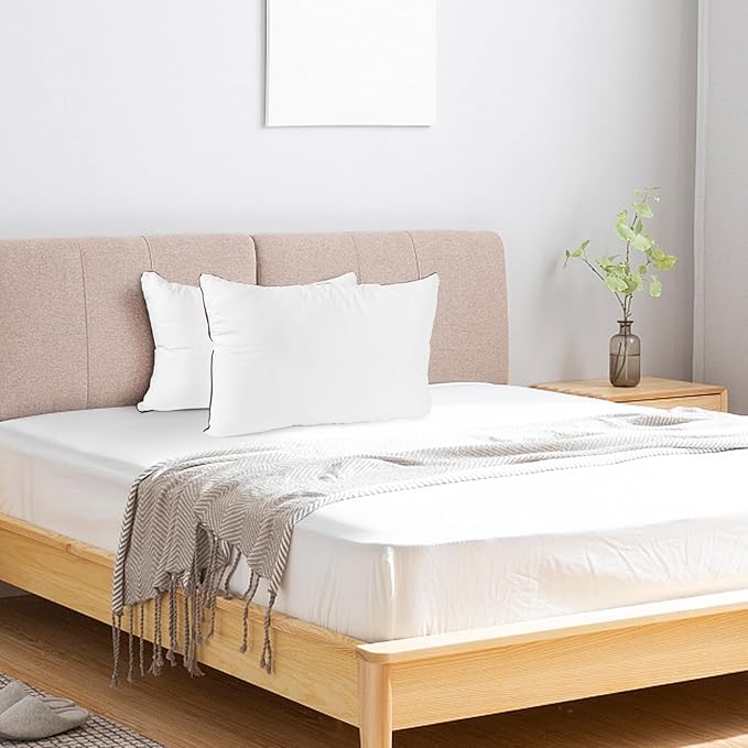 Luxury Comfort Set of 4 Queen Size Bed Pillows - Hypoallergenic Polyester Microfiber Material - Premium Sleep Support for Side, Back, and Stomach Sleepers - 18 x 28 inches, 45 cm x 70 cm