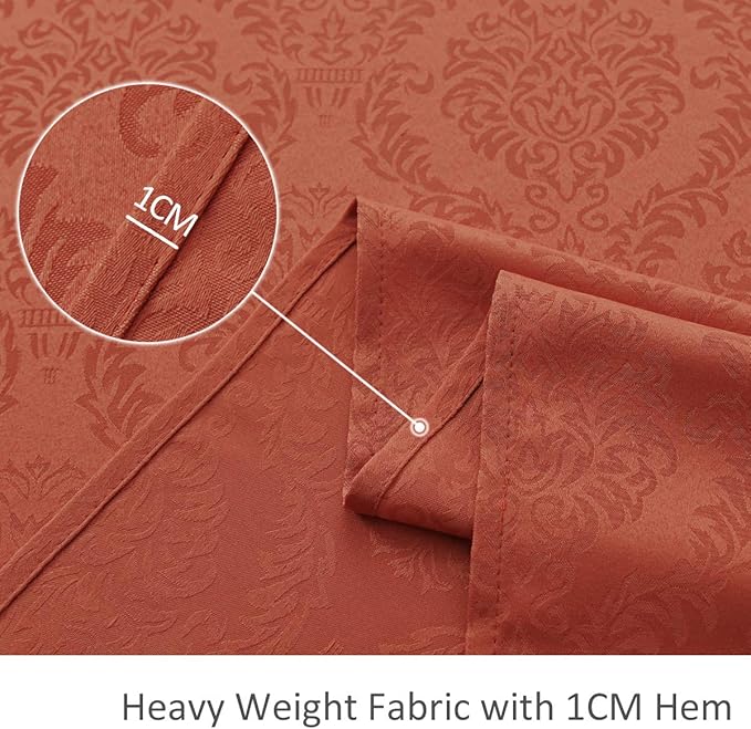 maxmill Jacquard Table Cloth Damask Design Water Proof Wrinkle Free Heavy Weight Soft Tablecloth Decorative Fabric Table Cover for Outdoor and Indoor Use Rectangular 60 x 104 Inch Rust
