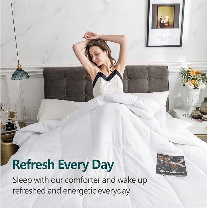 Cozynight Soft King Size Comforter Duvet Insert-Lightweight Down Alternative Comforter with Corner Tabs- Breathable & Machine Washable Diamond Stitching（King,106”X92” ）