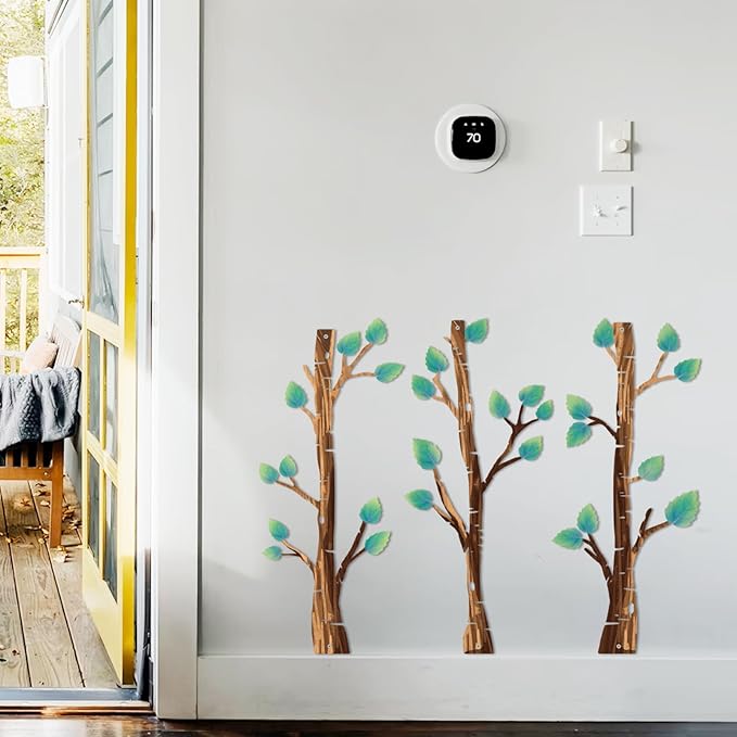 Metal Tree Wall Decor, Birch Tree Wall Art, Tree Branches Vertical Metal Wall Rustic Wall Sculpture for Home Living Room Bedroom Bathroom (Colorful)