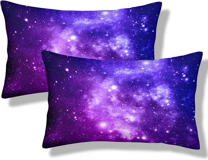 Galaxy Star Lumbar Pillow Covers 12x20 Inch Set of 2 Space Nebula Throw Pillow Cover Starry Sky Stars Pillowcase Cushion Cases for Home Couch Bed Sofa