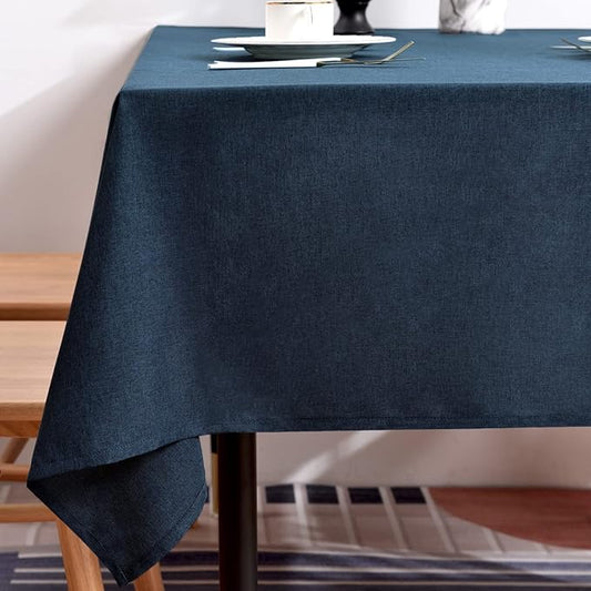 BALCONY & FALCON Table Cloth for 6 Foot Rectangle Tables – Waterproof, Wrinkle-Free Farmhouse Tablecloth for Dining, Kitchen, Wedding, Baby Shower & Holiday Gatherings (Dark Blue, 57" x 118")
